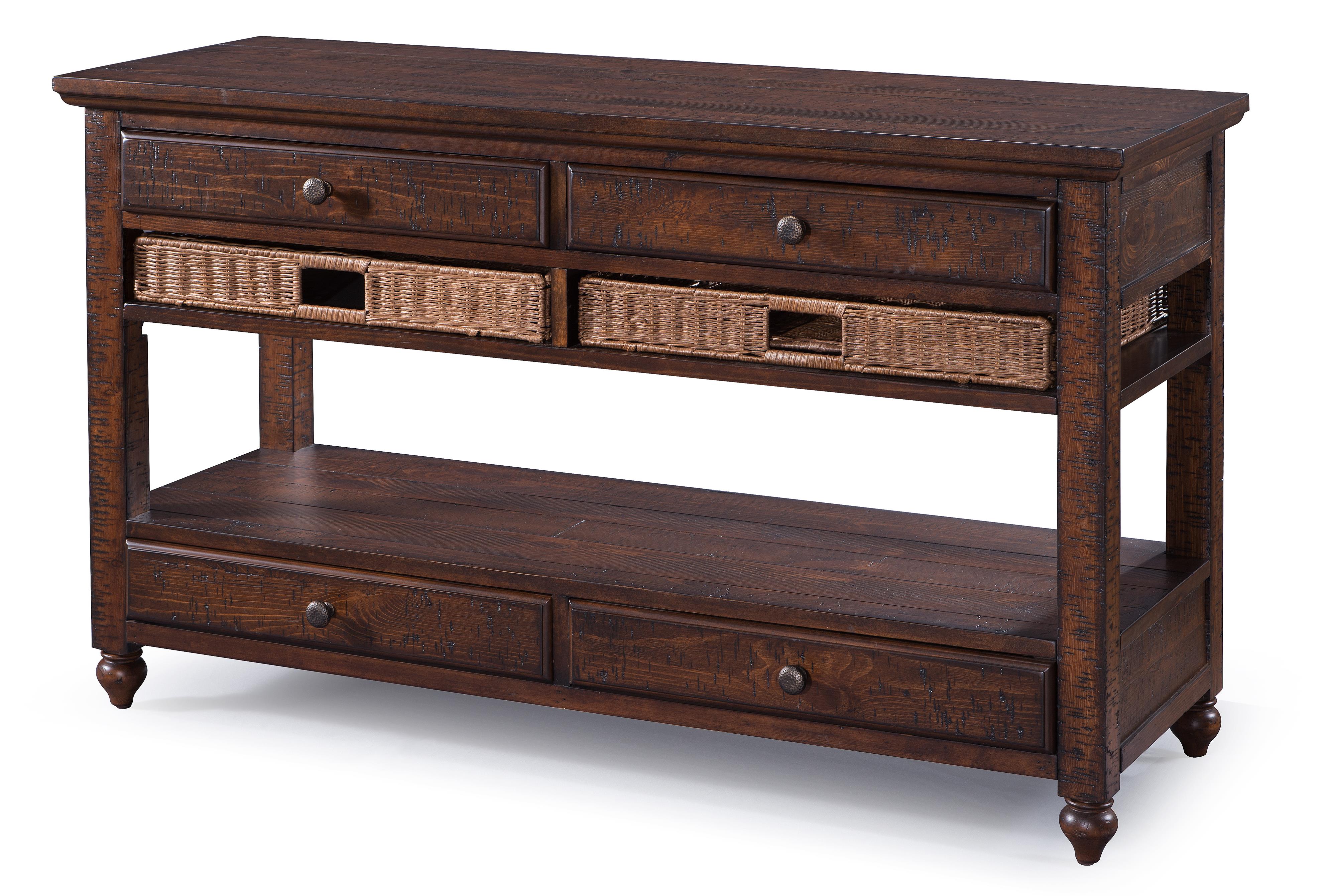 Sofa table shop with baskets